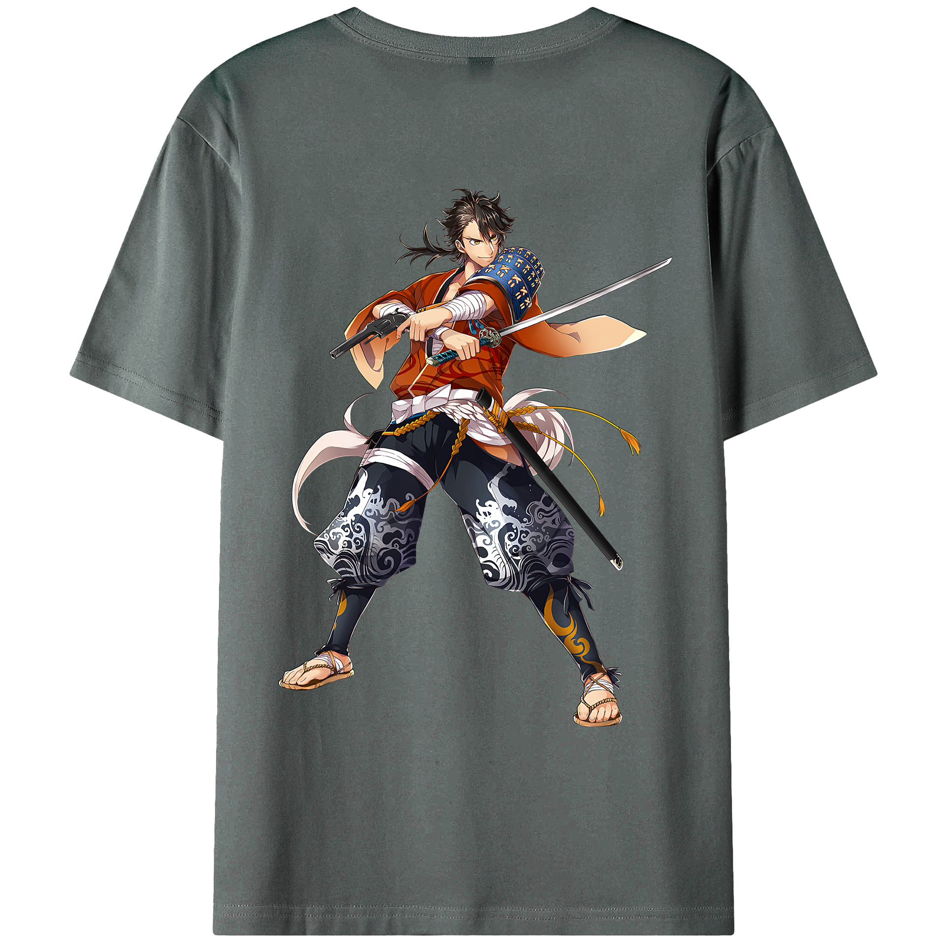 （画像用） 刀剣乱舞 Touken Ranbu 綿100％ メンズ半袖Tシャツ（バックプリント） 通気性